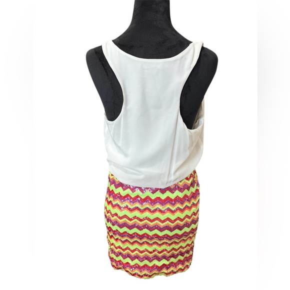 Sequin Hearts Blouson Dress with Multicolor Chevron Sequins- Size Medium - Picture 4 of 11